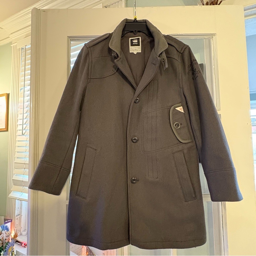 G-Star RAW Military Style Trench Coat Grey Men’s Size Medium